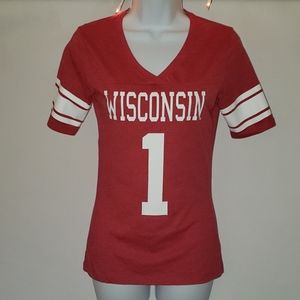 Wisconsin Badgers Red Sports V-Neck Tee